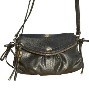 EUC! Juicy Couture Black Vintage Leather Stunning Gold Hardware Crossbody Bag